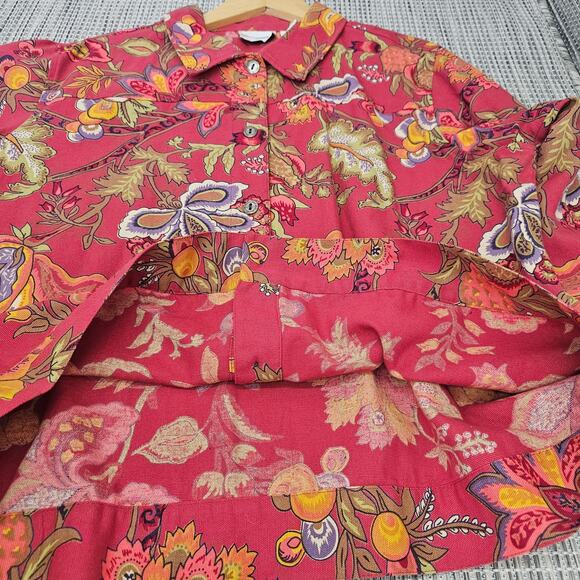 Breckenridge Shirt Jacket Shacket Womens Large Red Bohemian Paisley Canvas Boho - Picture 9 of 10